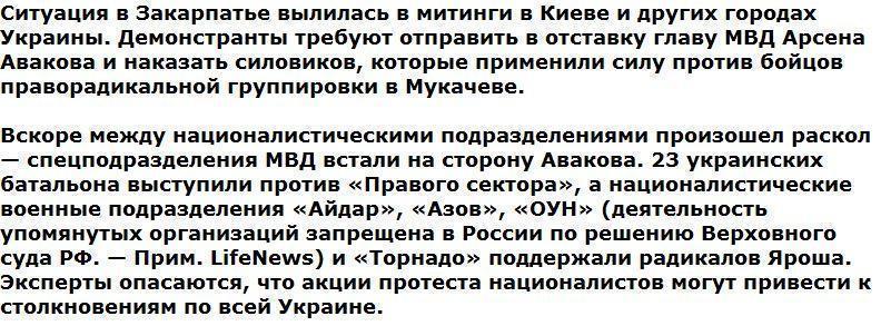 Глава ДНР Захарченко зауважал «Правый сектор» после Мукачева