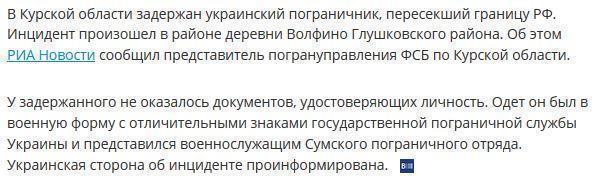 В Курской области задержан украинский пограничник