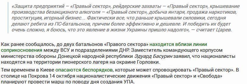 Царев: «Правый сектор» вошел в жизнь так же прочно, как мафия в Италии