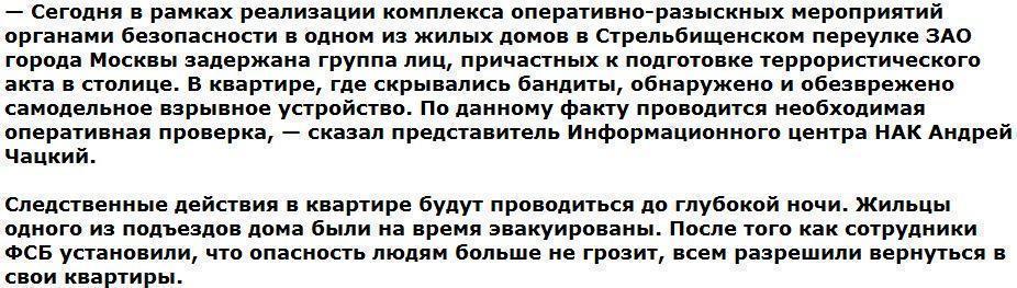 Спецслужбы предотвратили крупный теракт в Москве