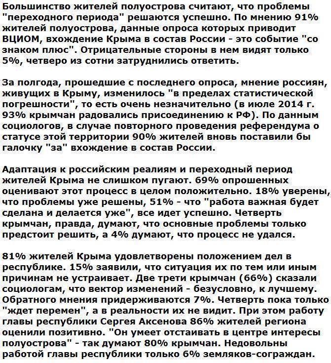 Жители Крыма довольны тем, что присоединились к России