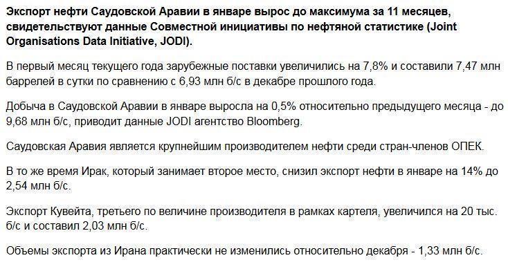 Экспорт нефти Саудовской Аравии вырос на 7,8%