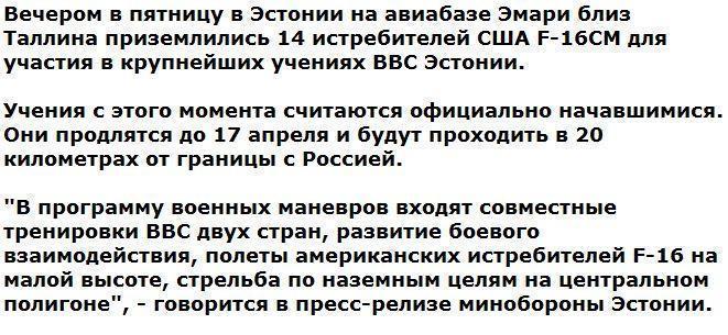 Близ российской границы начались учения ВВС США и Эстонии