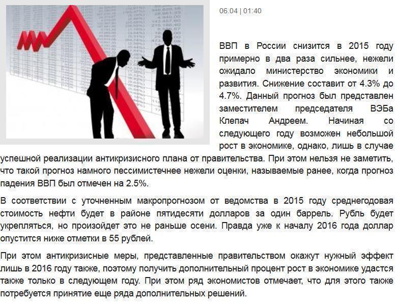 По мнению экспертов Россию ожидает катастрофическое падение ВВП