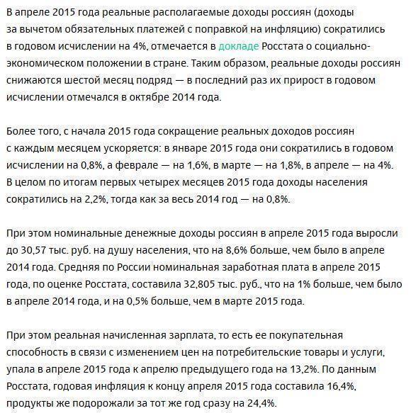 Падение реальных доходов россиян резко ускорилось