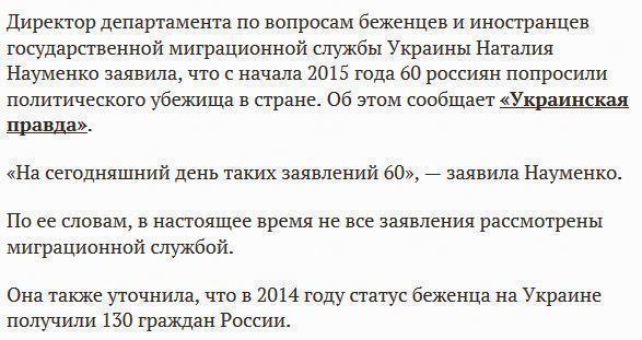 С начала года 60 россиян попросили убежища на Украине