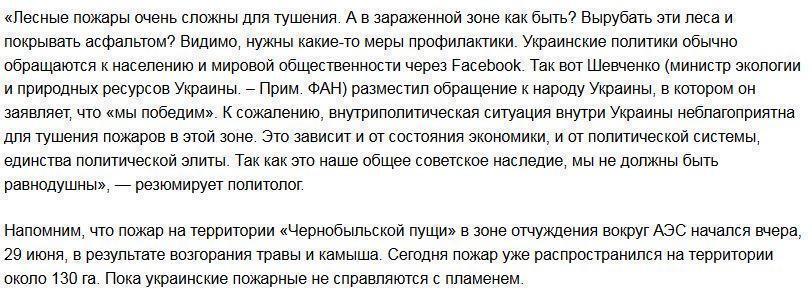 Украина борется с пожарами в Чернобыле через Facebook — политолог