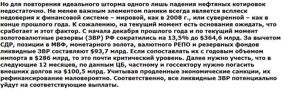 Валютная паника конца прошлого года может повториться