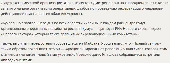 «Правый сектор» заявил о начале революции и подготовке референдума