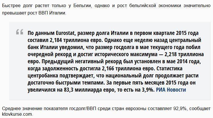 Италия идет по пути Греции: долг вырос до рекордного уровня