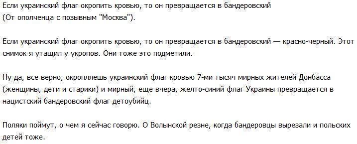 Если украинский флаг окропить кровью, то он превращается в бандеровский