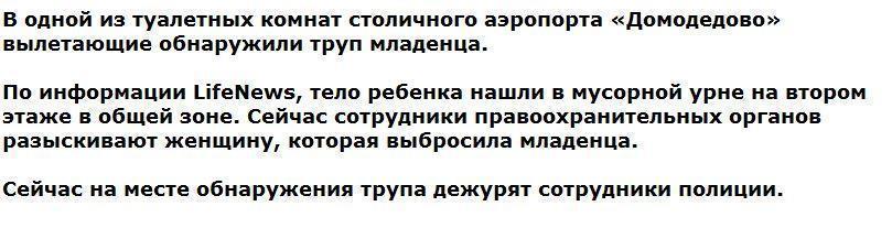 В туалете аэропорта «Домодедово» нашли труп младенца