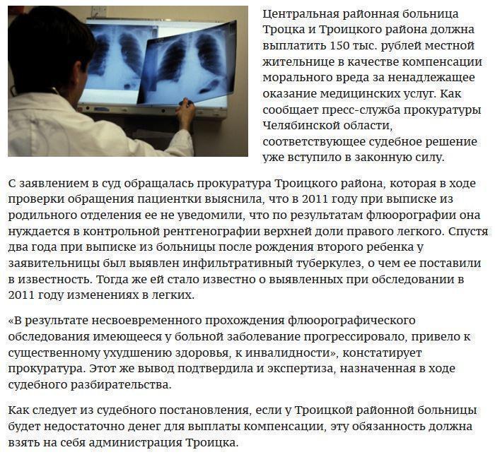 На Южном Урале пациентке больницы «забыли» сказать о том, что у нее туберкулез